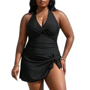 Blooming Jelly Size XXL One-Piece Swimsuit Ruched  Black Adjustable Back